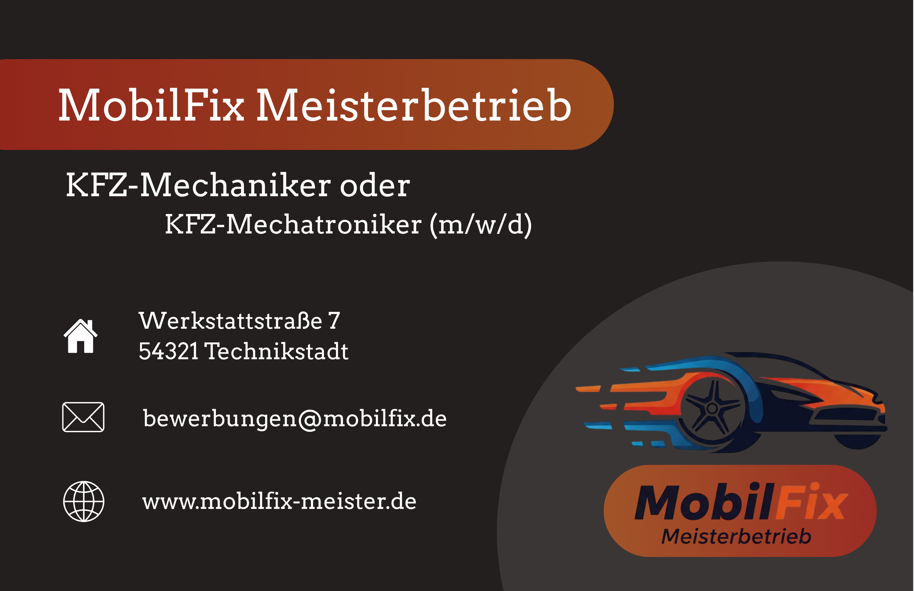 MobilFix Visitenkarte Rückseite Design