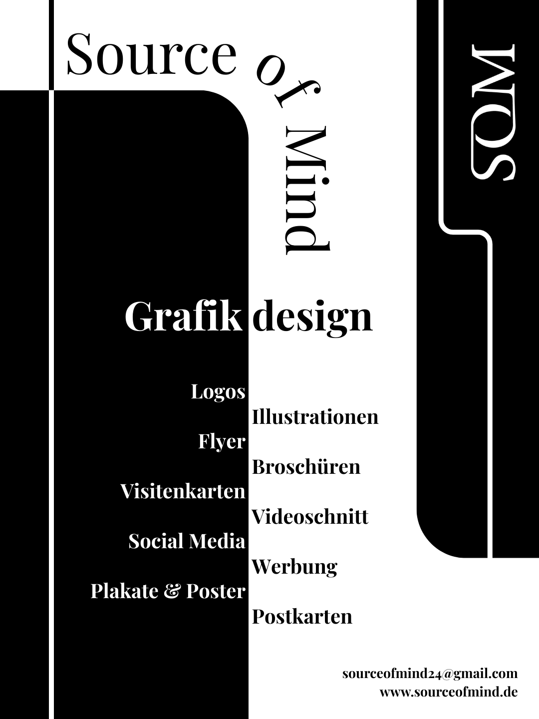 Source of Mind Plakat Schwarz Weiß Design